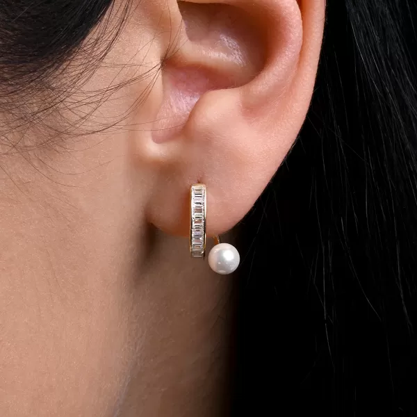 Pozlacené kroužky s perličkou a zirkony 11808.1