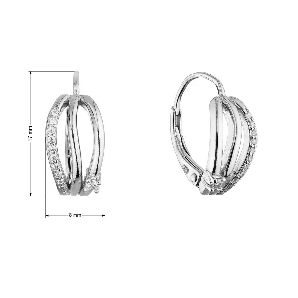 Stříbrné náušnice proplétané půlkruhy 11683.1