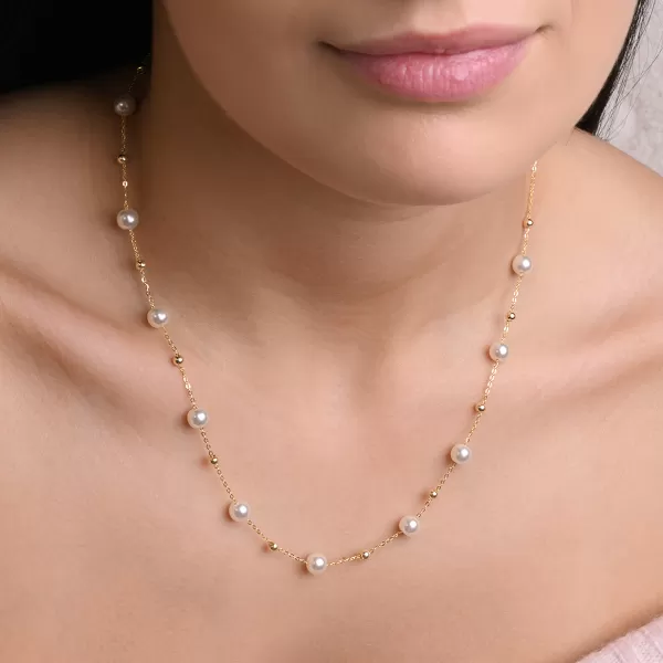 Pozlacený náhrdelník se shell perličkami 12184.1