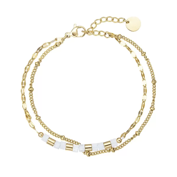 Náramek ocelový s bílým jadeitem 43063.1