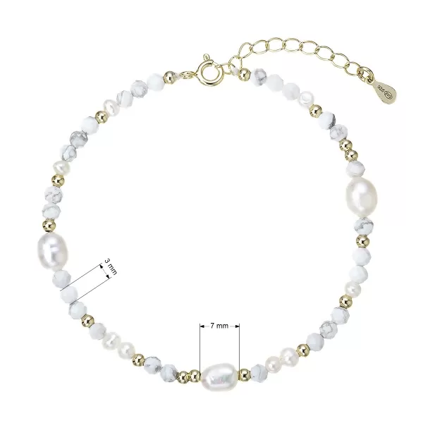Pozlacený náramek s perlami a howlity 13113.1