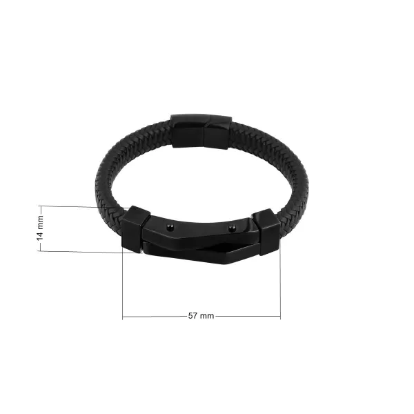 Náramek pánský recykl.kůže s ocelovou ozdobou 43090.3 černý