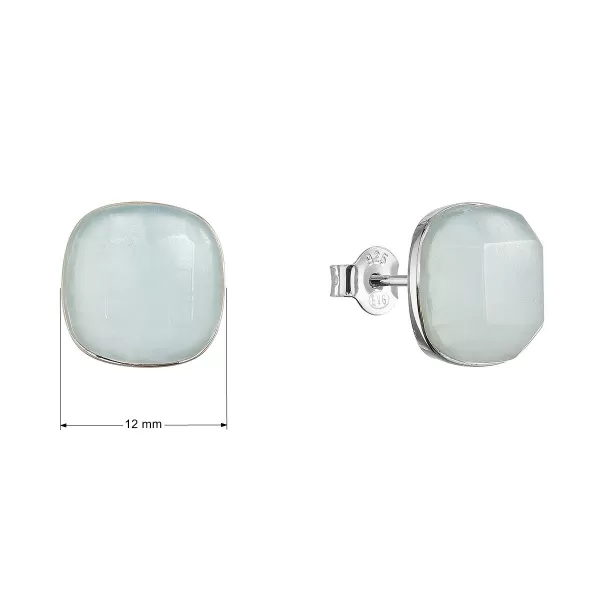 Stříbrné náušnice čtverec s pravým akvamarínem 11729.3