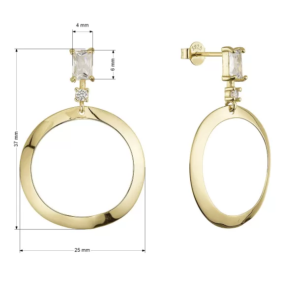 Stříbrné náušnice visací kruh a zirkon 11725.1