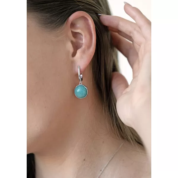 Stříbrné visací náušnice s pravým amazonitem 11735.3