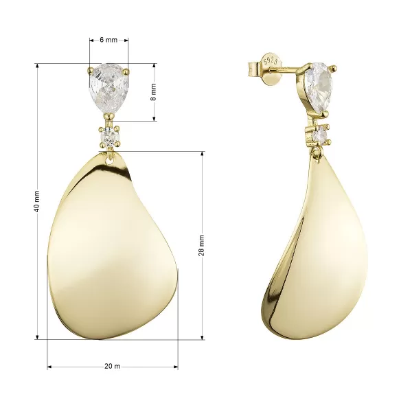 Stříbrné náušnice visací kapka a zirkon 11724.1
