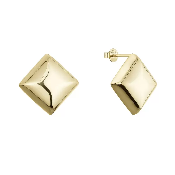 Pozlacené stříbrné náušnice velké kosočtverce 61128