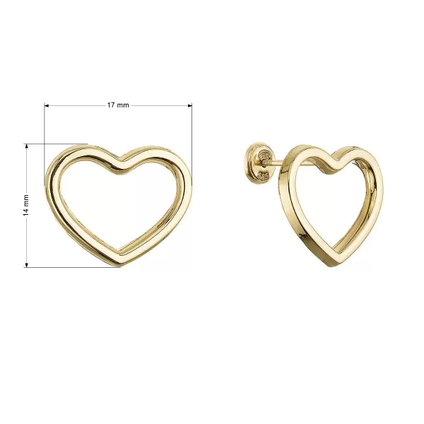 Zlaté 14 karátové náušnice srdce 91A00080