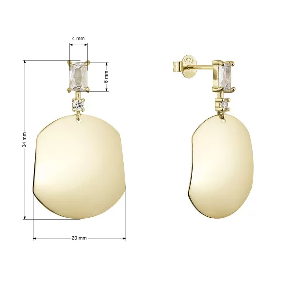 Stříbrné náušnice visací placka a zirkon 11723.1