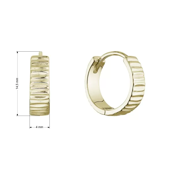 Pozlacené sříbrné náušnice kruhy plastický vzor 61089