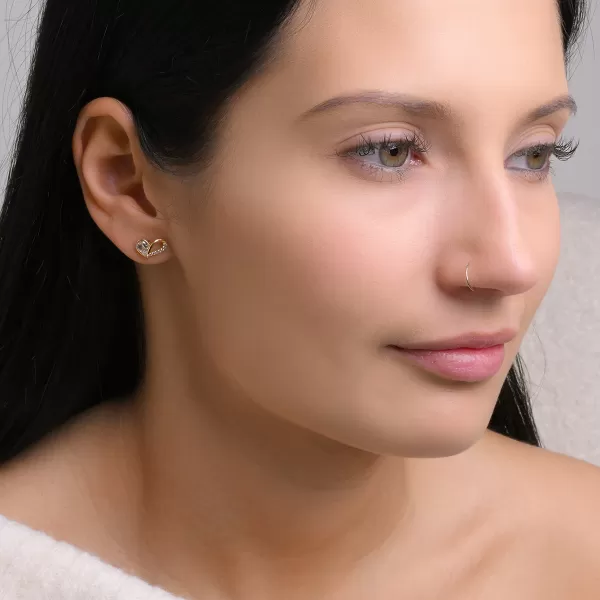 Pozlacené náušnice srdíčka se zirkony 11751.1