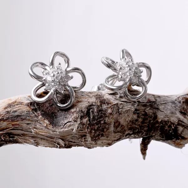 Stříbrné náušnice kytičky 11754.1