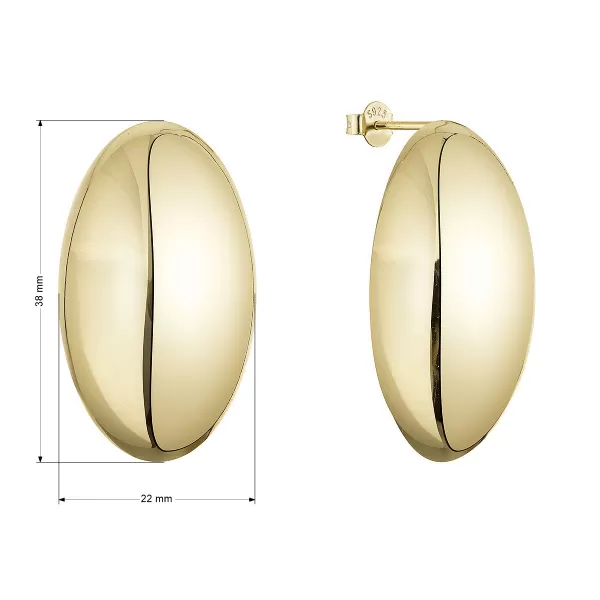 Pozlacené stříbrné náušnice velké oválné 61119