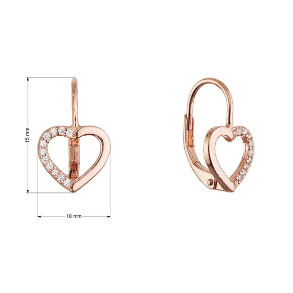 Pozlacené stříbrné náušnice srdce 11716.1 rose gold