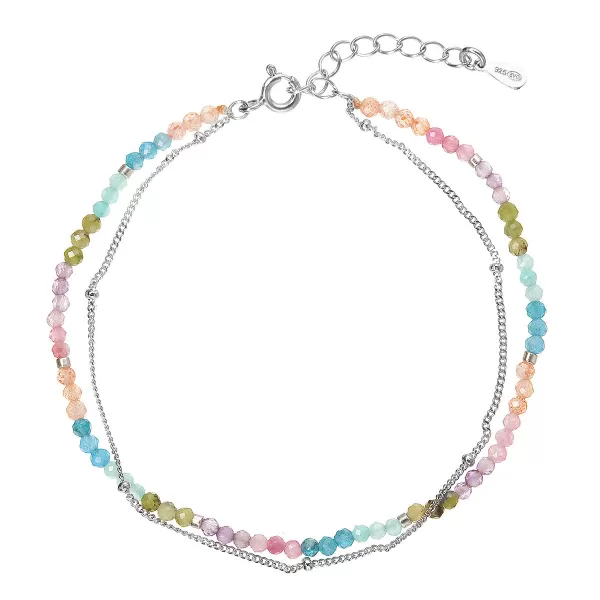 Stříbrný dvojitý náramek s barevnými kameny 13114.3