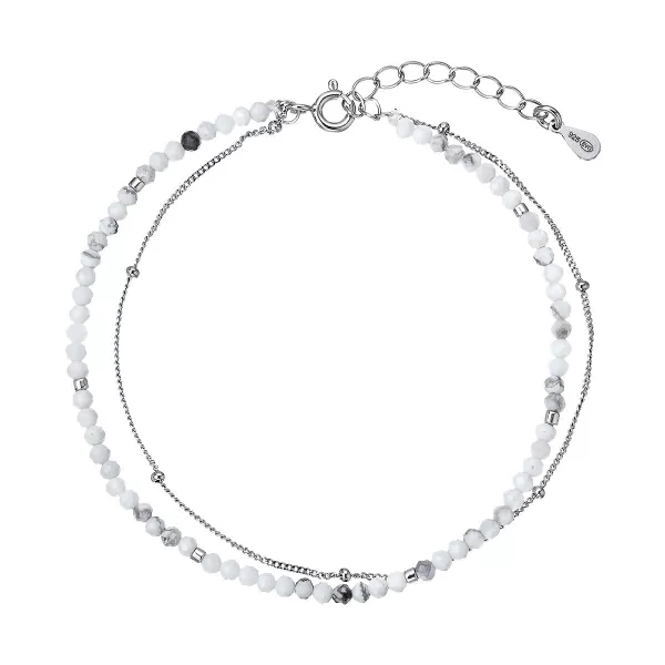 Stříbrný dvojitý náramek s bílými howlity 13114.1