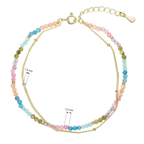 Pozlacený dvojitý náramek s barevnými kameny 13114.3