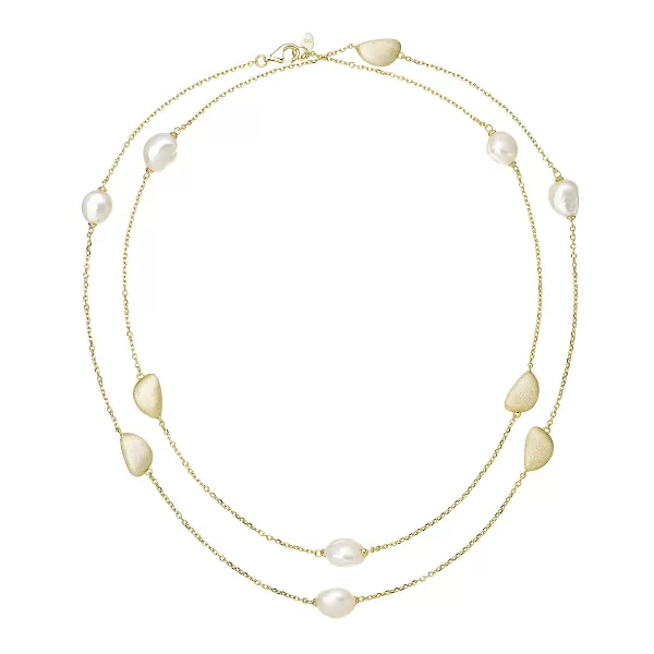 Pozlacený náhrdelník s říčními perlami 22060.1
