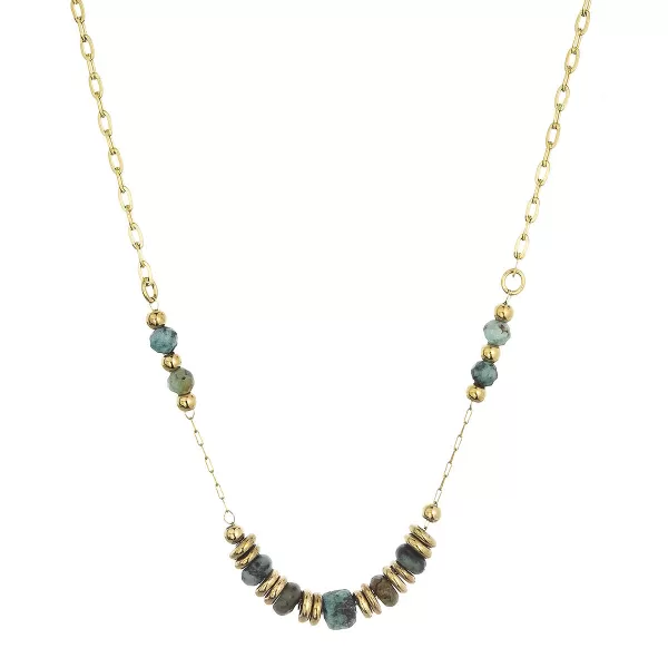 Náhrdelník ocelový s africkým tyrkysem 42033.3