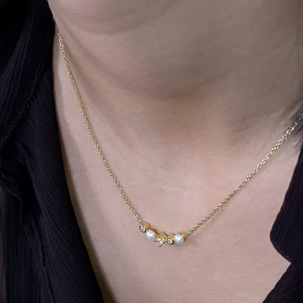 Pozlacený náhrdelník s říčními perlami 22057.1