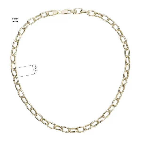 Pozlacený stříbrný silný náhrdelník z oválných oček 72085