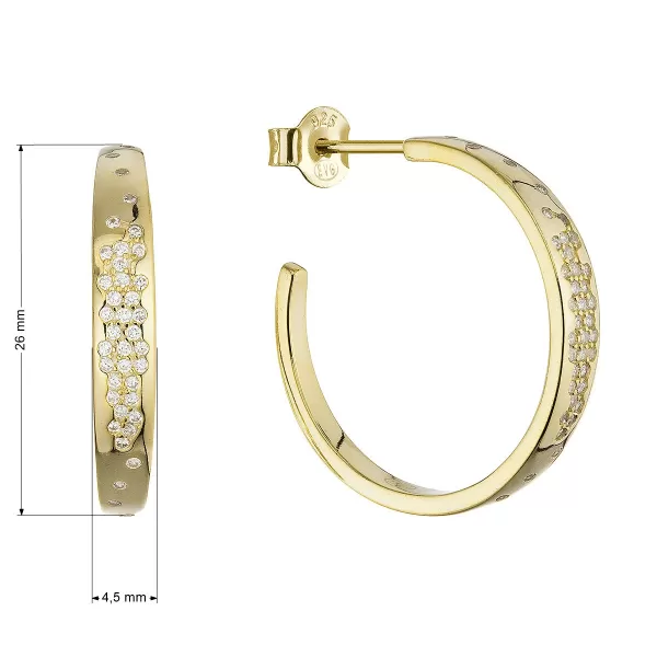 Pozlacené náušnice kruhy se zirkony 11774.1