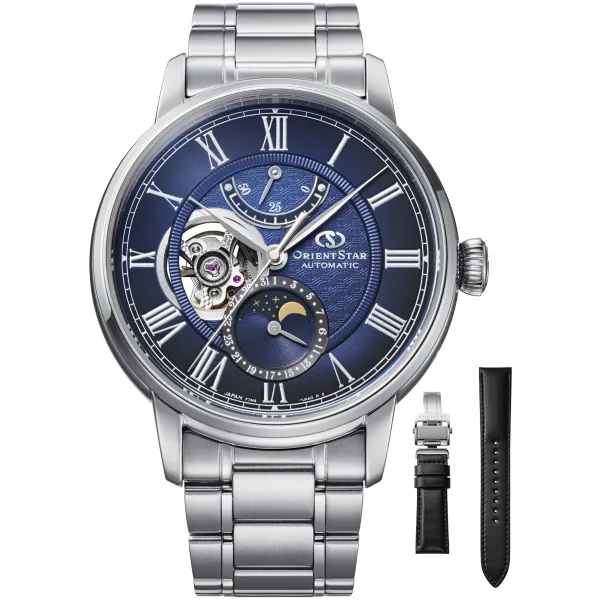 Orient Star Classic M45 F7 Moon Phase Open Heart Automatic RE-BT0006L00B (+ náhradní řemínek)