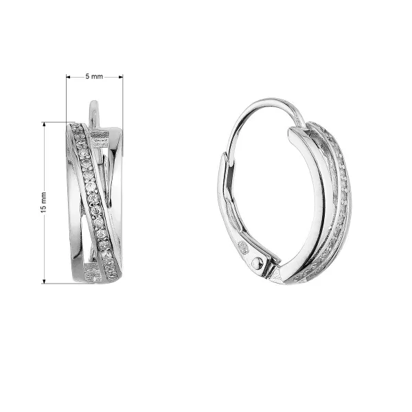 Stříbrné visací náušnice se zirkony 11666.1