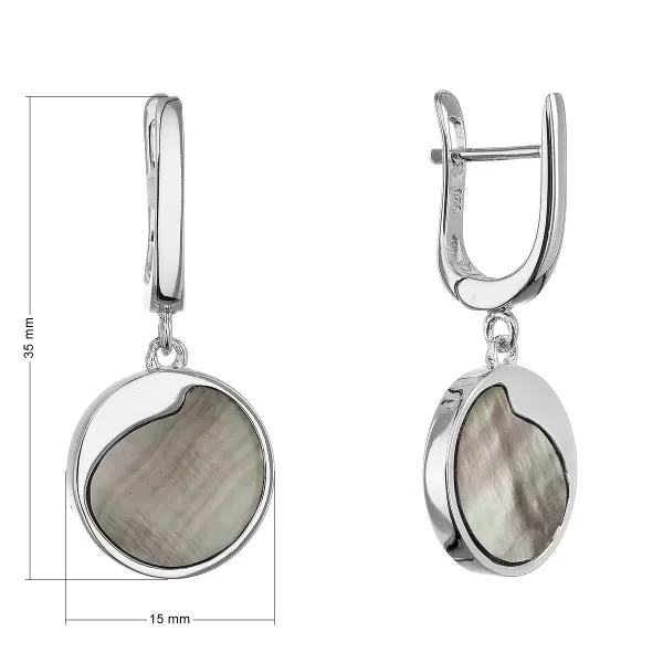 Stříbrné visací náušnice s černou perletí 11739.3