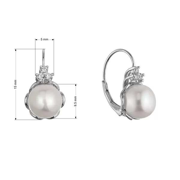 Stříbrné náušnice s říční perlou usazenou v kvítku 21108.1