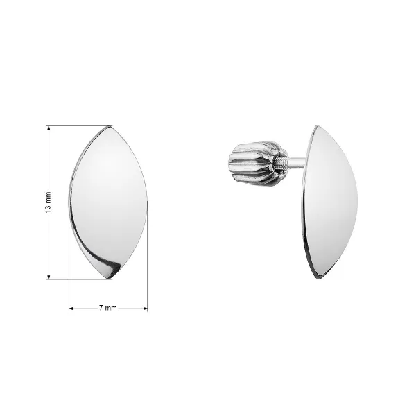 Stříbrné náušnice lesklý lísteček 61137