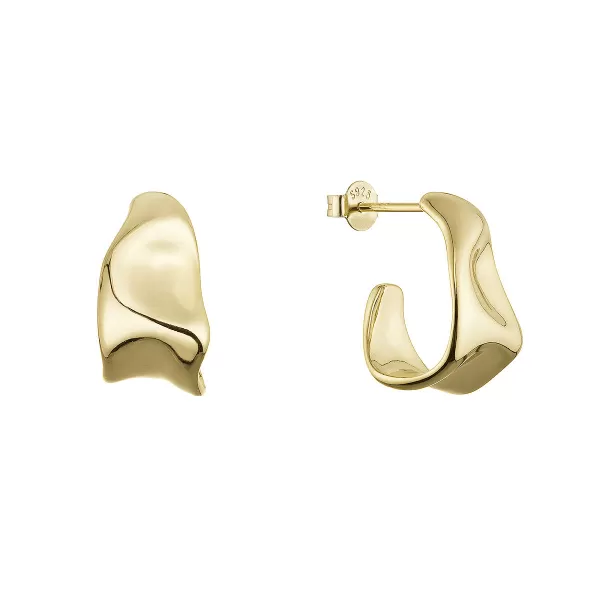 Pozlacené stříbrné náušnice s elegantními liniemi 61111