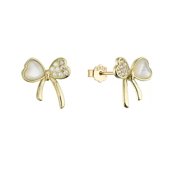 Pozlacené náušnice perleťové mašličky 11803.1