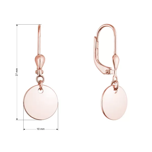 Pozlacené stříbrné náušnice placičky 61134 rose gold