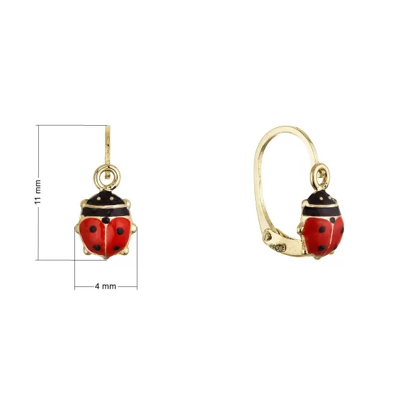 Zlaté 14 karátové dětské náušnice berušky 91A00072