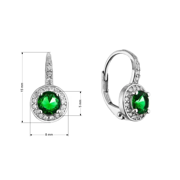 Stříbrné náušnice kulaté se zirkony 11637.3 zelené