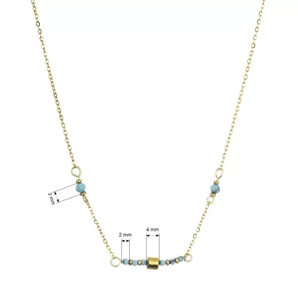 Náhrdelník ocelový s modrým tyrkysem 42035.3