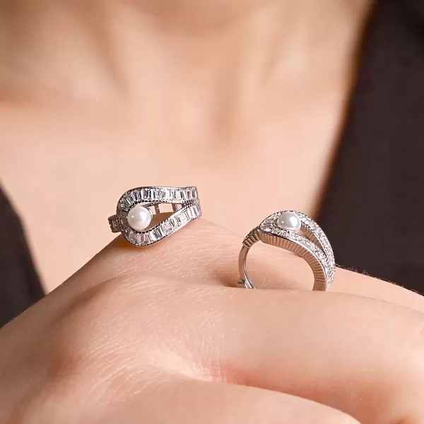 Stříbrné kroužky s perličkou 11807.1