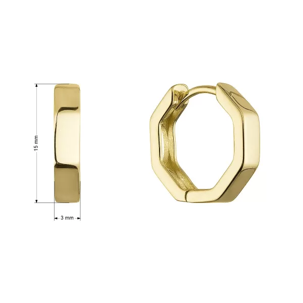 Pozlacené stříbrné náušnice hranaté kruhy 61102