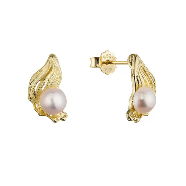 Pozlacené náušnice s říční perličkou 21121.1