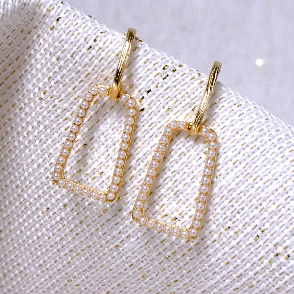 Pozlacené visací náušnice obdélníky 11811.1