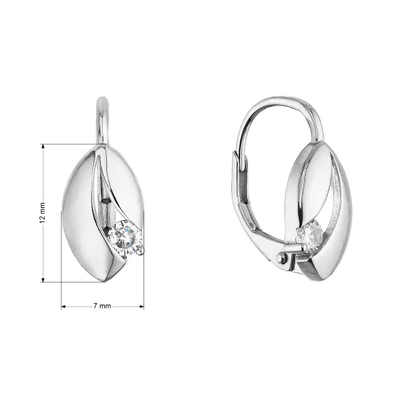 Stříbrné visací náušnice oválky se zirkonem 11668.1