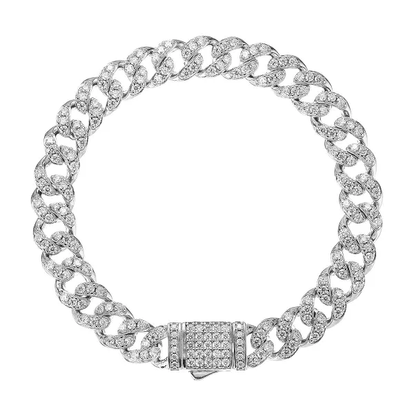 Stříbrný kubánský náramek TESS 13M00005 moissanite
