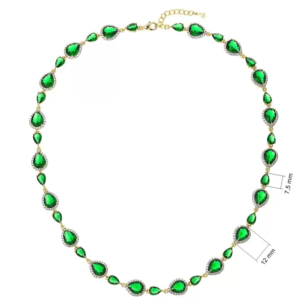Luxusní pozlacený náhrdelník zelené kapky 12189.3