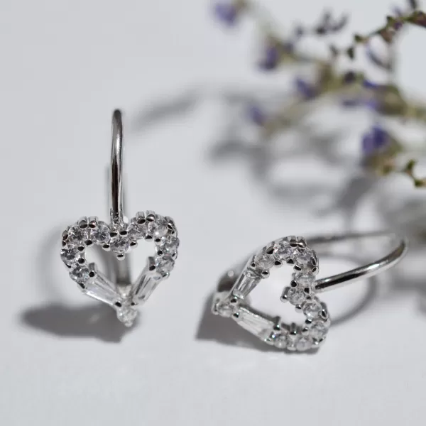 Stříbrné náušnice srdce 11717.1