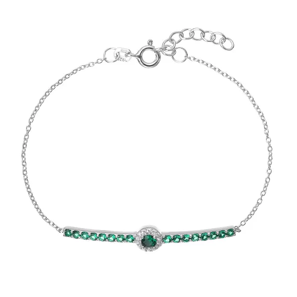 Stříbrný náramek se zelenými zirkony 13116.3 emerald