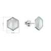 Stříbrné náušnice hexagon s bílou perletí 11689.1