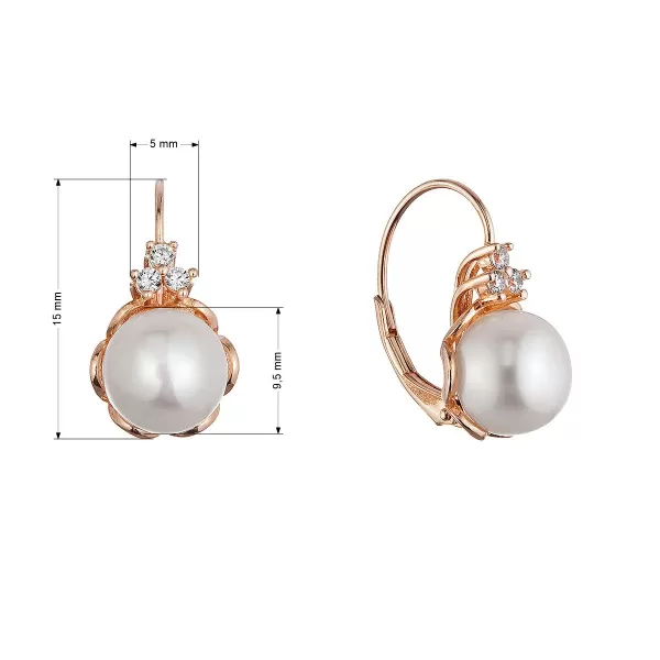 Pozlacené stříbrné náušnice s říční perlou usazenou v kvítku 21108.1 rose gold