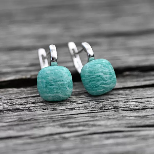 Stříbrné náušnice s pravým amazonitem 11732.3