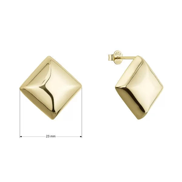 Pozlacené stříbrné náušnice velké kosočtverce 61128